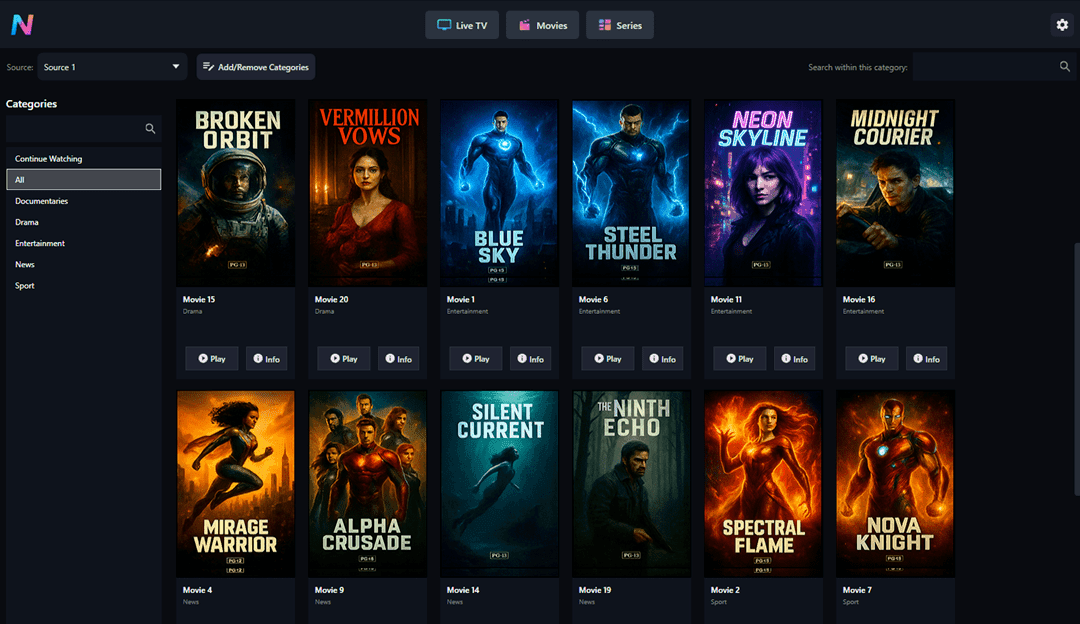 IPTV Player Nova PRO interface preview